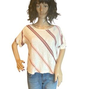 Lou & Grey for Loft Diagonal Striped Softserve Tee Shirt T-Shirt Top Size XS EUC
